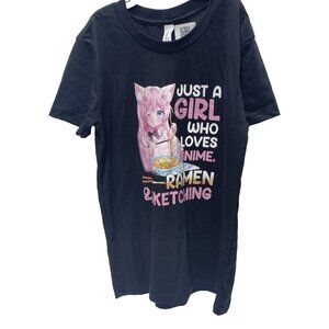 Just a Girl Who Loves Anime Ramen & Sketching T-Shirt, Kawaii Cute Graphic Gamer